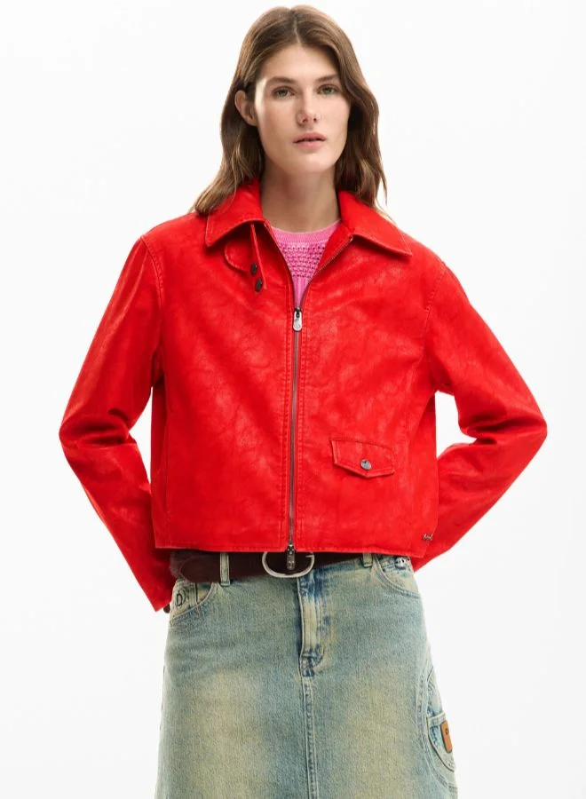 ديسيجوال سترة جلدية حمراء صناعية